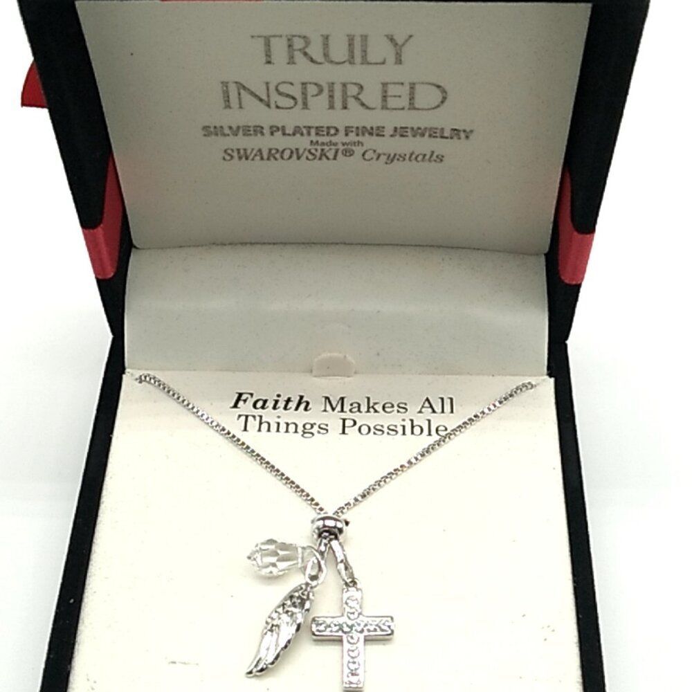 Truly Inspired Fine Jewelry Swarovski Crystal Necklace Silver Plated NIB
